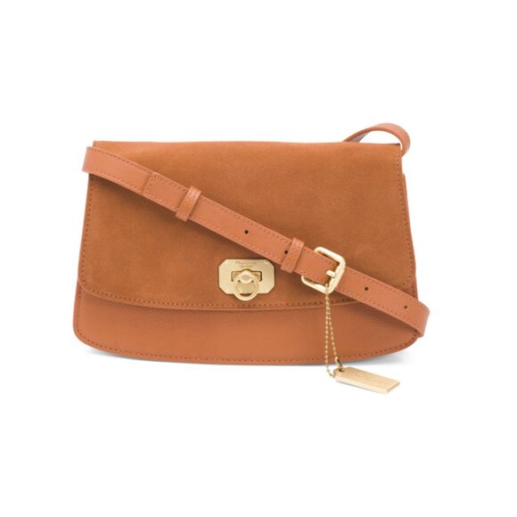 MONCRIEF LONDON Cognac Leather Contrast Crossbody Bag - Picture 1 of 2